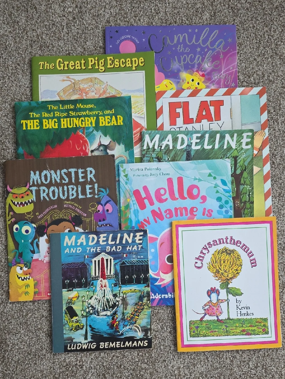 Children's Book Bundle - Set Of 9 Madeline, Chrysanthemum, Camilla The Cupcake